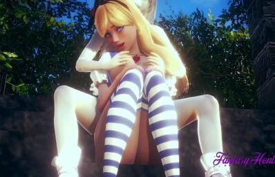 Anime cosplay Alice no país das maravilhas fodendo
